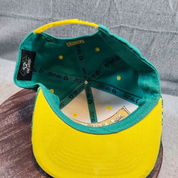 Top Level Snapback Hat With "Vibes" Embroidery & Patterned Brim Adjustable Fit - Picture 8 of 9